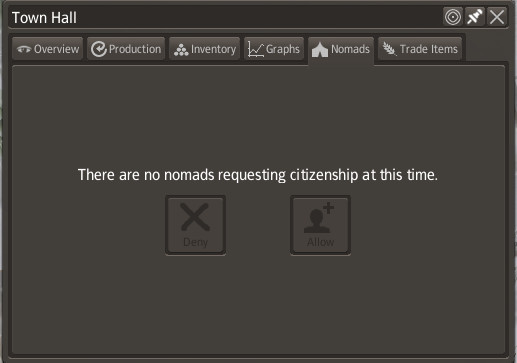 After you build it, go to the Town Hall tab, then select Nomads - Nomads - Basic gameplay - Banished - Game Guide and Walkthrough