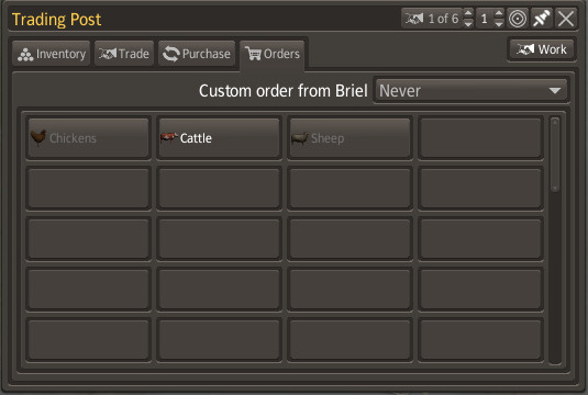 The last tab is used for placing orders - offers of new goods that can be acquired from a selected merchant will appear here - Trade - Banished - Game Guide and Walkthrough