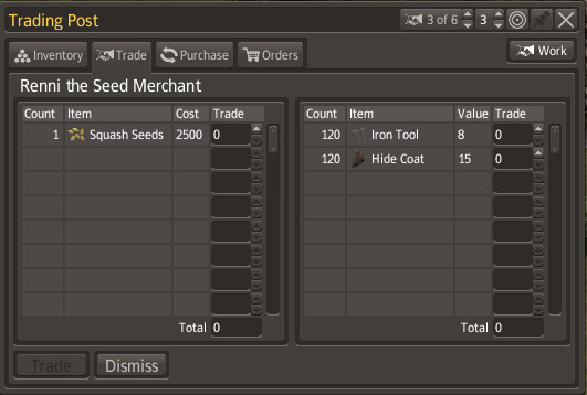 When you click the building, trading screen will appear - the merchants goods will appear on the left, your resources on the right - Trade - Banished - Game Guide and Walkthrough