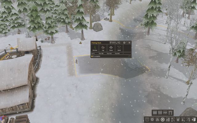 A fishing dock placed like this will let people get to the other side of the river. - Fishing - Food production - Banished - Game Guide and Walkthrough