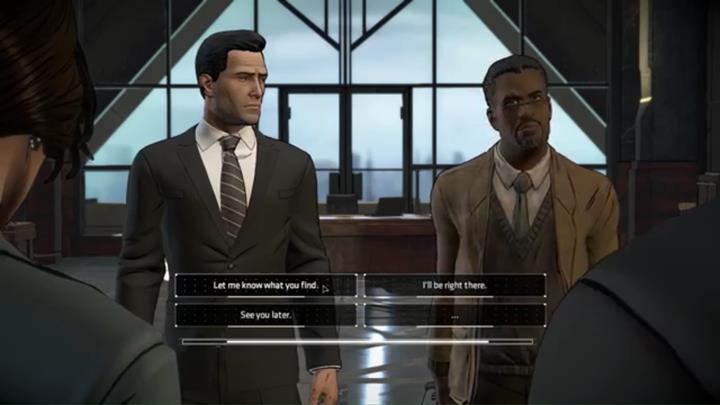 When the women leaves, Lucius will ask whether you want to tell something about Batman to his daughter - Chapter 3 - Goodbye, Old Friend | Episode 1 - The Enigma - Episode 1 - The Enigma - Batman: The Telltale Series - The Enemy Within Game Guide