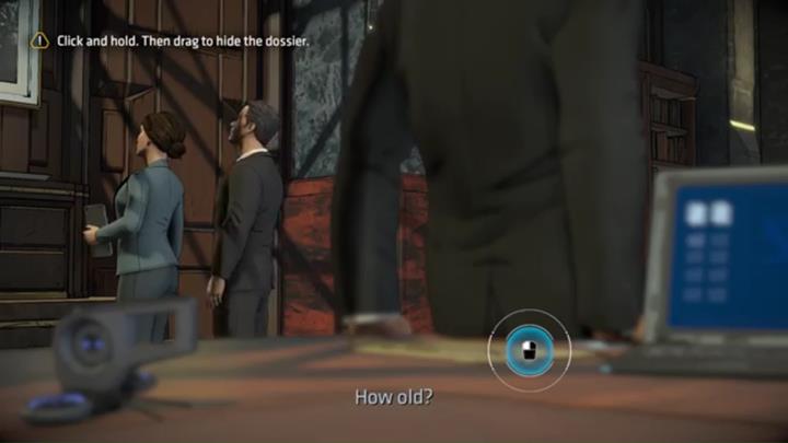 When Wayne sits at the desk, hide the documents using the right button - Chapter 3 - Goodbye, Old Friend | Episode 1 - The Enigma - Episode 1 - The Enigma - Batman: The Telltale Series - The Enemy Within Game Guide