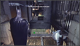Exit the vents, turn right and rescue the first guard before he loses grip and falls - Walkthrough - Walkthrough - Intensive Treatment - part 1 - Walkthrough - Batman: Arkham Asylum Game Guide & Walkthrough