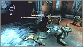 Head down and you should end up standing above a large hall - Walkthrough - Arkham Mansion - part 1 - Walkthrough - Batman: Arkham Asylum Game Guide & Walkthrough