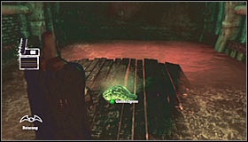 Choose a Batarang from your inventory and aim your gadget at the glowing object - Walkthrough - Caves #2 - part 1 - Walkthrough - Batman: Arkham Asylum Game Guide & Walkthrough