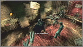 Choose a smaller entrance to the building which is going to be painted in red (screenshot #1) - Walkthrough - Arkham Island #9 - Walkthrough - Batman: Arkham Asylum Game Guide & Walkthrough