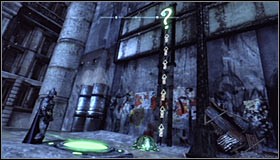 Glide towards the pressure plate and soon afterwards press the right trigger to activate the Dive Bomb #1 - Batman trophies (15-24) | Park Row - Park Row - Batman: Arkham City Game Guide