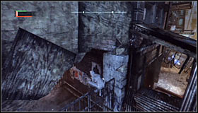 Approach the Trophy from the north #1 and climb the gate found there #2 - Catwoman trophies | Park Row - Park Row - Batman: Arkham City Game Guide