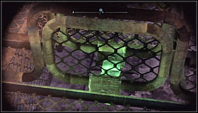 After getting to the area you should note that the platform on which the Trophy is keeps turning from time to time, varying between blocking #1 and unblocking #2 access to the secret - Batman trophies (01-10) | Amusement Mile - Amusement Mile - Batman: Arkham City Game Guide