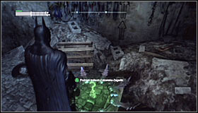 Stay on the pressure plate on which you have landed and throw a Batarang into the interactive question mark for it to light up #1 - Batman trophies (17-25) | Industrial District - Industrial District - Batman: Arkham City Game Guide