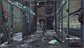 Prepare the Line Launcher and shoot it at the fence in the distance #1 - Batman trophies (26-37) | Industrial District - Industrial District - Batman: Arkham City Game Guide