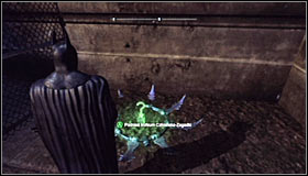 Once again use the Batarang, this time aiming at the question mark on the right #1 - Batman trophies (10-21) | Bowery - Bowery - Batman: Arkham City Game Guide