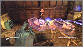 Prepare the Remote Electrical Charge and shoot at the magnet beside the northern wall from a safe distance #1 - Batman trophies (16-24) | Steel Mill - Steel Mill - Batman: Arkham City Game Guide