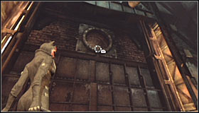 You need to swing the hook enough for it to destroy the big fan on the southern wall #1 - Catwoman trophies | Steel Mill - Steel Mill - Batman: Arkham City Game Guide