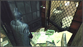 Examine the eastern wall, finding a place where you can spray the Explosive Gel with the Detective Mode #1 - Batman trophies (01-12) | Wonder City - Wonder City - Batman: Arkham City Game Guide