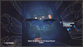 Stop after reaching the second vantage points and Batman will notice the enemy with a hostage below #1 - Locate the source of the sniper shot | Main story - Main story - Batman: Arkham City Game Guide