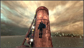 Stay where you are and turn towards the big chimney with skulls attached to it - Access the Sionis Steel Mill through the main chimney | Main story - Main story - Batman: Arkham City Game Guide