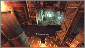 After reaching the chimney hole, a cutscene showing Batman spectacularly gliding down will automatically play #1 - Access the Sionis Steel Mill through the main chimney | Main story - Main story - Batman: Arkham City Game Guide