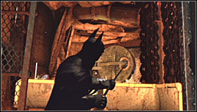Stop after reaching the hot balustrade - Access the Sionis Steel Mill through the main chimney | Main story - Main story - Batman: Arkham City Game Guide