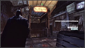 The entrance area is patrolled by a few Thugs armed with firearms, though you dont need to eliminate them - Disable Penguins Final Communications Disruptor underground | Main story - Main story - Batman: Arkham City Game Guide