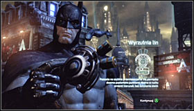 The fight will be very short, as the only thing you have to do is wait for the well-known signs to appear above her head #1 and perform a counterattack when it does (Y) - Catch assassin and plant tracking device | Main story - Main story - Batman: Arkham City Game Guide