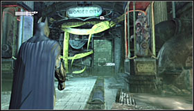 After youre done with the enemies, return onto the upper balconies and approach Fiona Wilson #1 - Follow assassin using tracer device to locate Ras al Ghul | Main story - Main story - Batman: Arkham City Game Guide