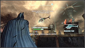 The primary objective of this mission is scanning helicopter and each time you have to wait for it to get nearby Batman #1 - Scan the TYGER helicopter to locate the Master Control Program | Main story - Main story - Batman: Arkham City Game Guide
