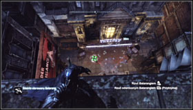 Now you will only have to eliminate the two snipers standing beside the theatre entrance #1 - Follow tracker to save Talia from Joker | Main story - Main story - Batman: Arkham City Game Guide