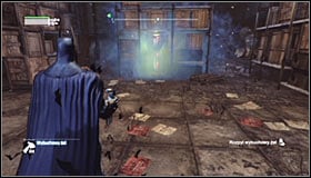 Approach the container and press the right trigger to spray Explosive Gel onto it #1 - Fragile Alliance - p. 1 | Side missions - Side missions - Batman: Arkham City Game Guide