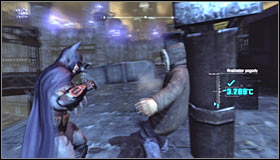 After reaching one of the higher level of the leaned tower, find the Political Prisoner #1 and speak with him - Shot in the Dark - p. 1 | Side missions - Side missions - Batman: Arkham City Game Guide