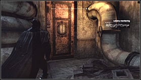 Once again aim at the grapple point #1 and reach the ledge behind the wall you have just destroyed - Heart of Ice | Side missions - Side missions - Batman: Arkham City Game Guide