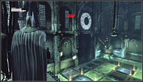 Turn a bit to the right and aim at the so far unused question mark #1 - Enigma Conundrum (riddles 1-9) | Side missions - Side missions - Batman: Arkham City Game Guide