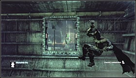 Take out the Line Launcher and shoot it into the wall in the distance #1 - Enigma Conundrum (riddles 10-15) | Side missions - Side missions - Batman: Arkham City Game Guide