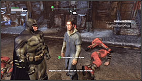 Try to attack the enemies from above if possible and afterwards eliminate the others in direct combat #1 - Acts of Violence | Side missions - Side missions - Batman: Arkham City Game Guide