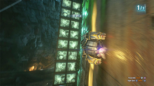 Do not slow down too much, while riding over the right wall - Ninth Riddler trial | Batman Arkham Knight - Riddlers Revenge - Batman: Arkham Knight Game Guide & Walkthrough