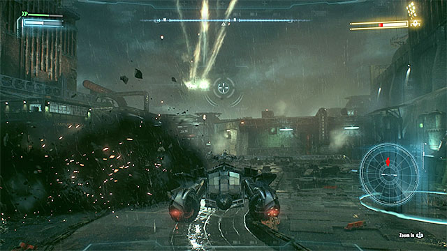Attack the flying machine and avoid being hit. - Destroy Arkham Knights flying machine | Main story | Batman Arkham Knight - Main story - Batman: Arkham Knight Game Guide & Walkthrough