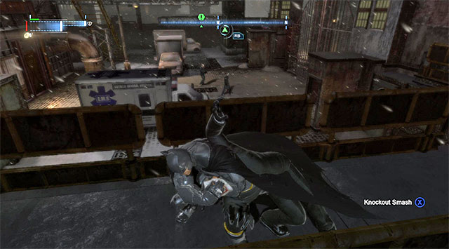 The lower balconies are being patrolled by two enemies - Investigate the steel mill - reaching the mill | Main storyline - Main storyline - Batman: Arkham Origins Game Guide