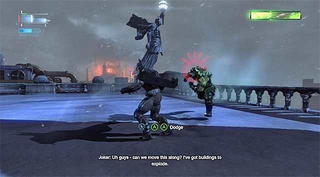 You need to dodge from Banes charges - Defeat Bane | Main storyline - Main storyline - Batman: Arkham Origins Game Guide