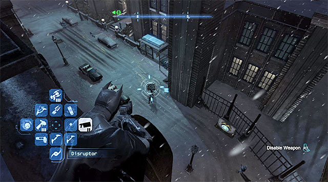 It pays off to use the disruptor to disable firearms - Scan the corpse in the GCPD morgue | Main storyline - Main storyline - Batman: Arkham Origins Game Guide