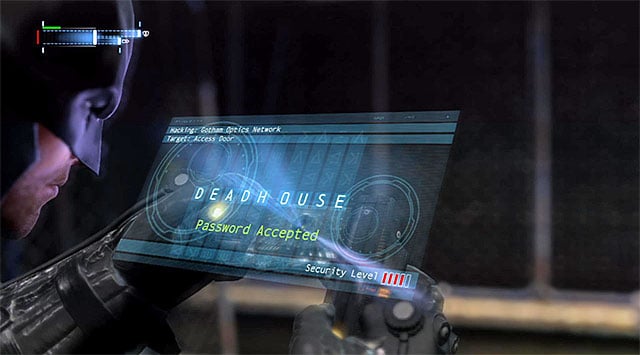 Climb onto the ledge above and select the Cryptographic Sequencer from the inventory - Scan the corpse in the GCPD morgue | Main storyline - Main storyline - Batman: Arkham Origins Game Guide