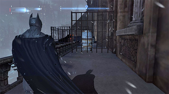 Your target is on the balcony shown in the screenshot, located at the edge - Black Mask | Most Wanted - Most Wanted - Batman: Arkham Origins Game Guide