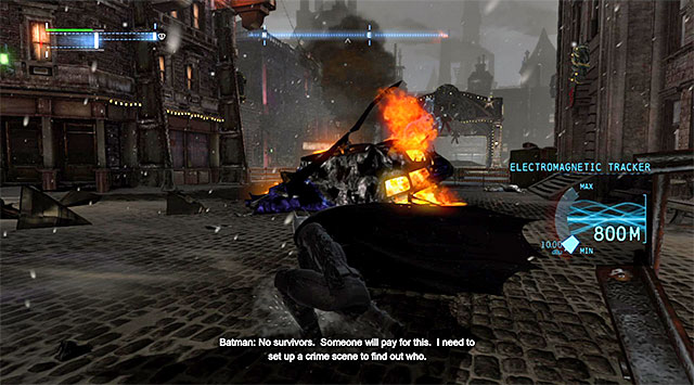 The crash site - Case 1224-4: Helicopter Crash | Casefile Reports - Casefile Reports - Batman: Arkham Origins Game Guide