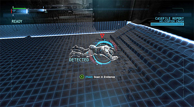 The corpse - Case 1224-4: Helicopter Crash | Casefile Reports - Casefile Reports - Batman: Arkham Origins Game Guide