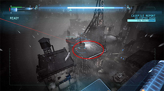 Now you need to locate the places that the shot has been fired from - Case 1224-4: Helicopter Crash | Casefile Reports - Casefile Reports - Batman: Arkham Origins Game Guide