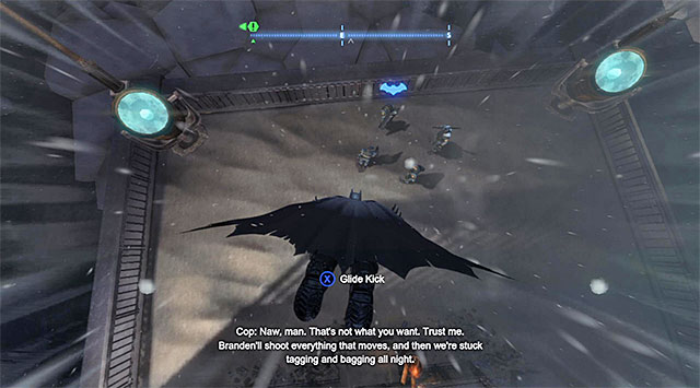 Jump down onto the enemies to attack them from above - Warn Gordon about the bombs | Main storyline - Main storyline - Batman: Arkham Origins Game Guide