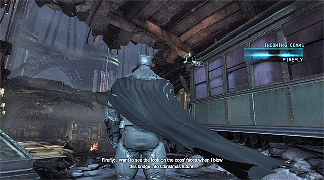 Exit the electrical room by taking the same door as before [Pioneers Bridge (South)] - Disarm the bomb at the north pillar | Main storyline - Main storyline - Batman: Arkham Origins Game Guide