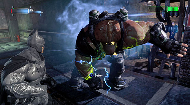 Variant two is way better, and it assumes that you keep pushing Bane onto the electric fence that separates the cages with prisoners from the main corridors - Defeat Bane #2 | Main storyline - Main storyline - Batman: Arkham Origins Game Guide