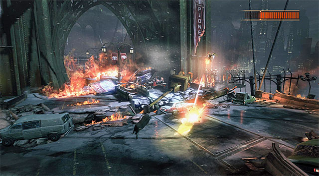 It is a bit more difficult to avoid the bombs - Firefly | Boss fights - Boss fights - Batman: Arkham Origins Game Guide