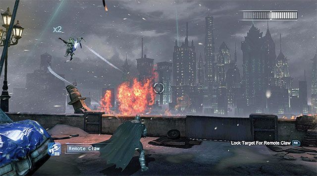 Wait for opportunities to immobilize the boss again - Firefly | Boss fights - Boss fights - Batman: Arkham Origins Game Guide