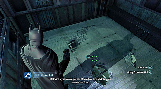 Spread the gel and detonate it - Gain access to the Execution Chamber | Main storyline - Main storyline - Batman: Arkham Origins Game Guide